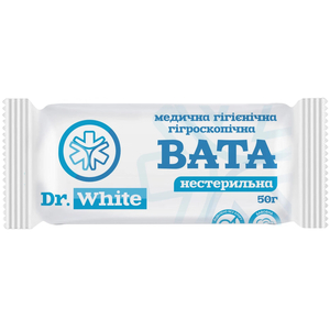 Вата медична гігроскопічна нестерильна ролик 50 г Dr.White (Доктор Вайт)